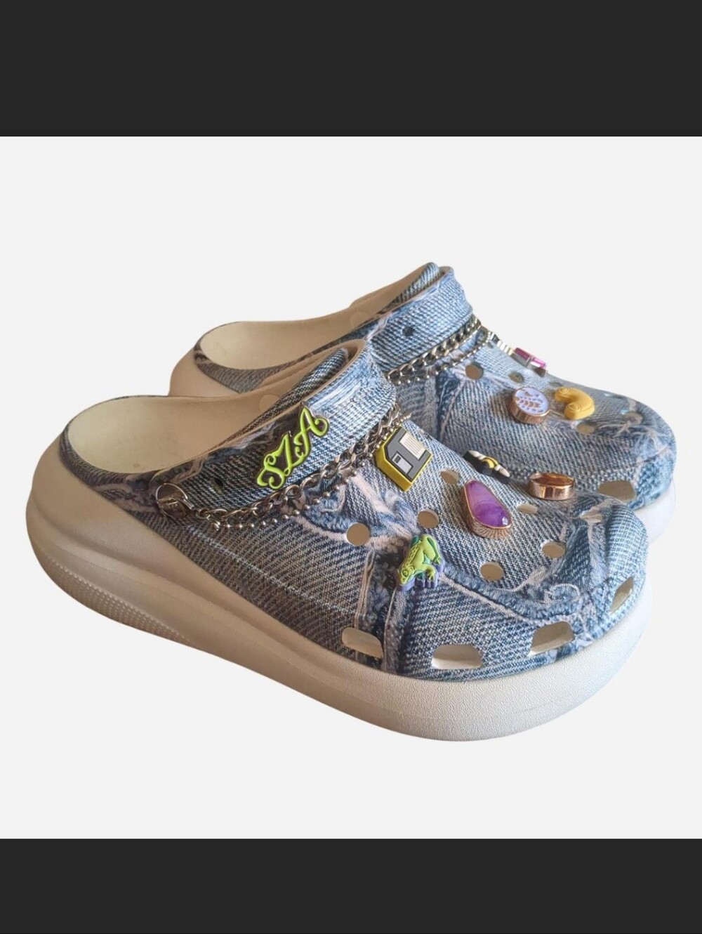 🔥 RARE SZA x Crocs Classic Crush Clog Denim Limited Edition Y2K Platform M7/W9 - Picture 3 of 7